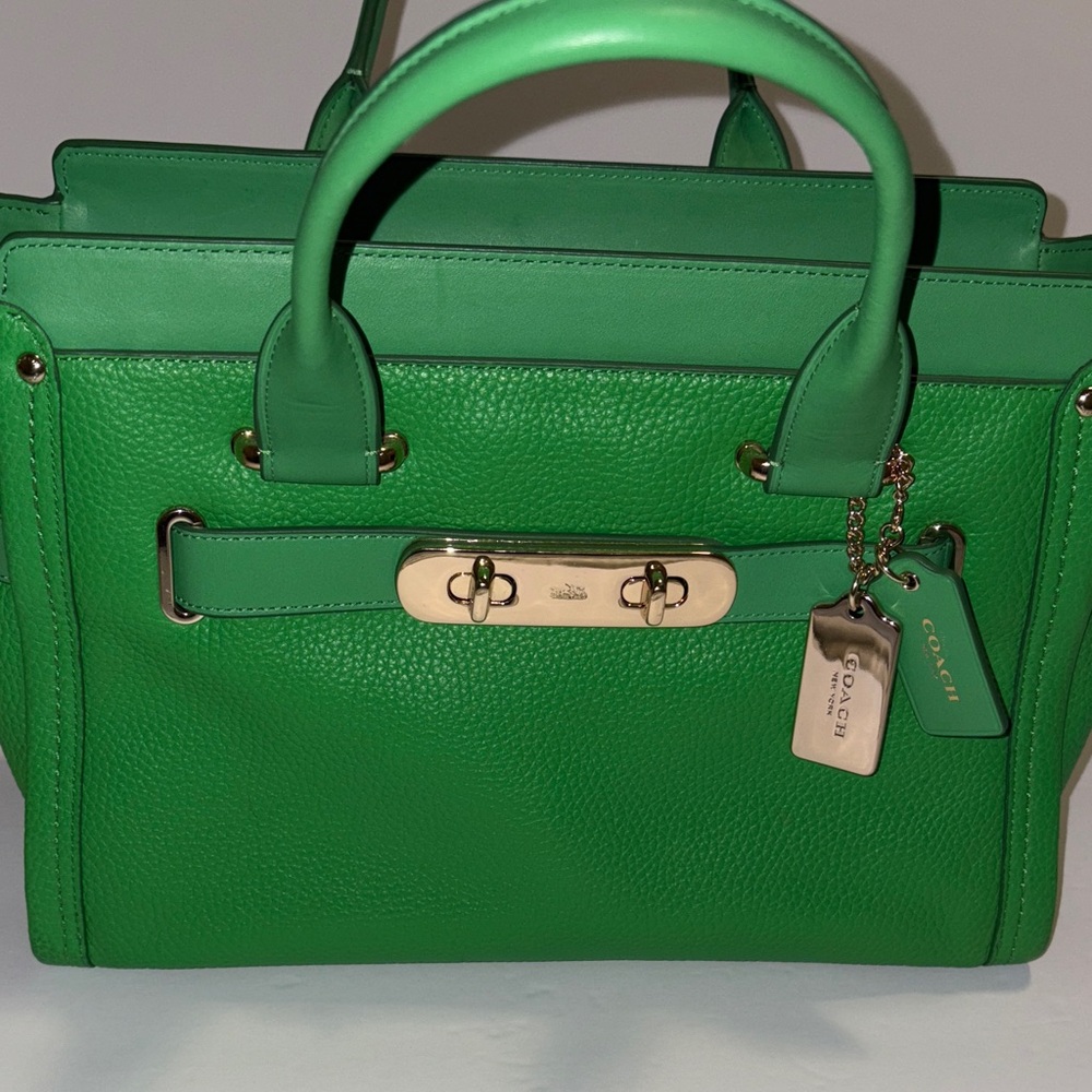 Coach Vibrant Green Leather Satchel